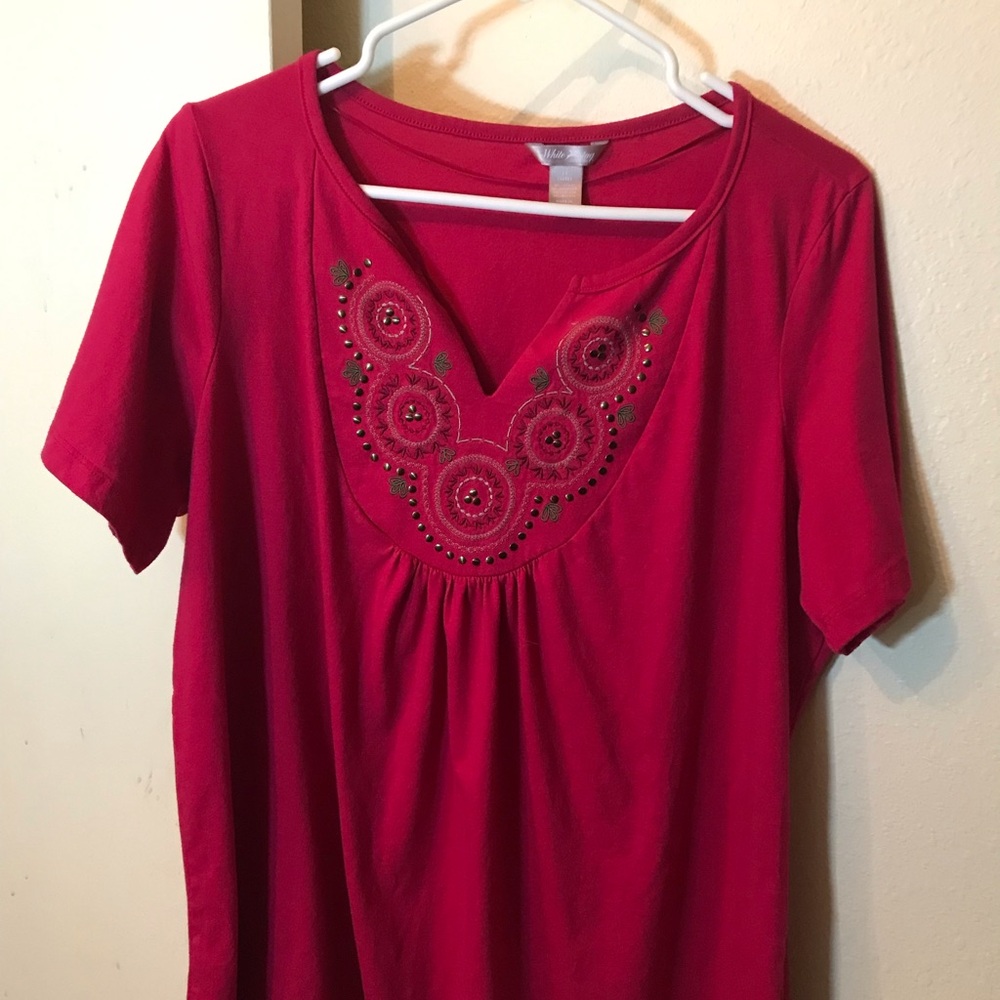 White Stag Red Embellished Blouse